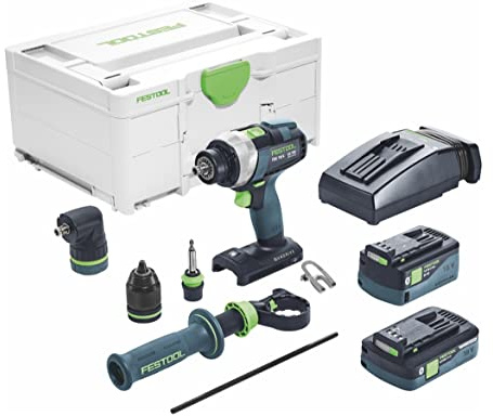 Festool Akku-Bohrschrauber TDC 18/4 QUADRIVE I-Set im Systainer | 18 V, 4-Gang, bürstenloser EC-TEC Motor, 2 Akkupacks, Schnellladegerät, FastFix-Zubehör