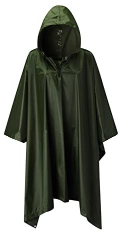 HHMY Regenponcho Herren Fahrrad, Wasserdicht Outdoor Camouflage-Regenmantel Mit Kapuze Regenjacke Regen-Poncho Regencape- Regenjacke FüR Camping, Outdoor, Jagd Oder Angeln, Grün, Einheitsgröße
