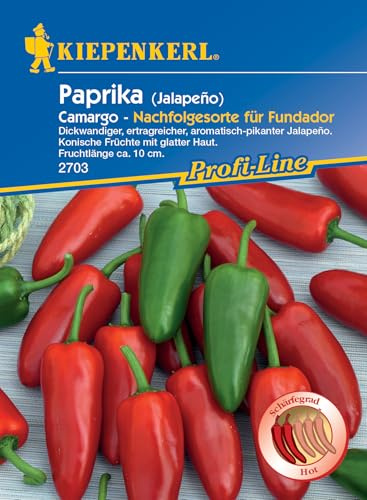 Kiepenkerl Profi-Line Jalapeñosamen Camargo 2703 - Ertragreiche Sorte - Aromatisch-pikant - Fruchtlänge ca. 10 cm - Gemüsesamen, Samen Gemüse, Saatgut