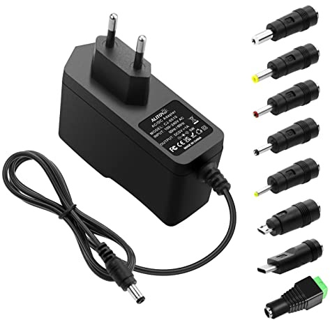 ALITOVE 5V 1A Netzteil DC 5 Volt 5W 1000mA max Steckernetzteil 800mA 650mA 500mA 100mA Adapter Transformator mit 8 Steckers für Raspberry Pi USB-HUB LED Streifen Min Fan MP3/MP4 E-Reader