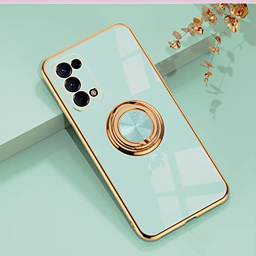 XINYEXIN OPPO Find X3 Lite Case with Ring Stand Holder 360 Degree Rotating Kickstand Fashion Shockproof Phone Protective Case Cover for OPPO Find X3 Lite - Light green | Protective Cover, 360° Rotation, Shockproof, Anti-Scratch, Electroplated Finish, Light green