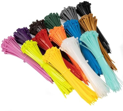 Armpow 1400 pièces 2.5x100mm Jardin Coloré Attaches à glissière pour câble Attaches à glissière en nylon autobloquantes multicolores pour le marquage des fournitures de couronne de maille déco