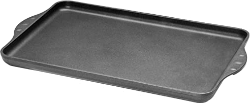 SKK große rechteckige Aluguss Bratplatte 43x28 cm - ohne Induktion - glatte Antihaft beschichtete Teppan Yaki Grillplatte - Made in Germany