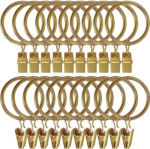 KIPTVO 30PCS Curtain Clips, Rustproof Curtain Rings, Metal Curtain Rings With Clips, for and Rods, 32mm Sliding Eyelet Curtain for Window Rod Shower