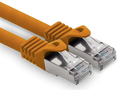 freiwerk 50m - orange - 1 piece CAT.7 network cable Lan Ethernet patch cable S-FTP LSZH PIMF 10GB s RJ45 plug Cat6a