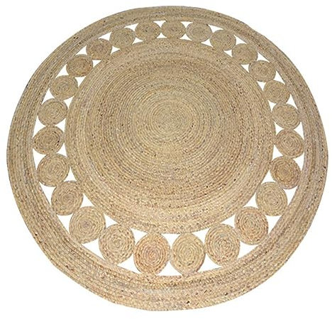 EBayin Straw Round Carpets Rugs for Living Room Bedroom Bulrush Natural Reed Grass Rattan Carpet Tea Table Floor Mats Hand-woven