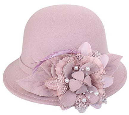 Kielsjajd Strohhut mit Schleife Damenhut Sommerhut Sonnenhut Strandhut Damen Damen Sonnenhut 1920er Jahre Cloche Hut mit Schleife Sommer Bucket Hat Bowler Sonnenhut für Damen