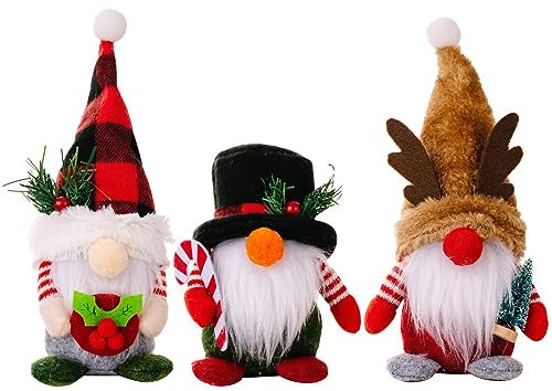 XNSHUN 3er Set Weihnachtsdeko Wichtel Figuren, Handgemachte Weihnachtswichtel, Santa Tomte Gnom Zwerg, Wichtel Dekoration Weihnachtsmann Für Weihnachten Deko (I)