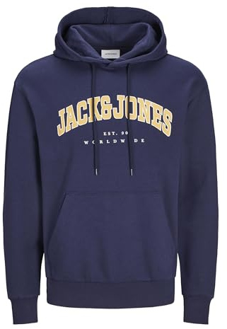 JACK & JONES Jjecaleb Sweat À Capuche Varsity Noos Pls Homme Sweatshirt à Capuche, Blazer Bleu Marine., 5XL