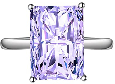 Bihsilin Ringe für Frauen Versilbert, Hochzeit Ring Damen Solitär mit Rechteck Zirkonia Verlobungsringe und Eheringe Verstellbar
