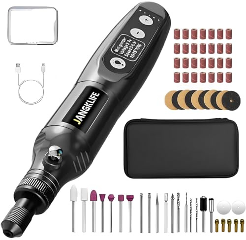 Mini kit de herramientas giratorias inalámbricas, 5 velocidades ajustables por USB, recargable con 61 accesorios, para lijar, pulir, perforar, grabar, compacto y ligero para manualidades, reparación