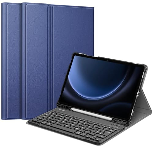 FINTIE Keyboard Case for Samsung Galaxy Tab S10 Lite/ S10 FE 2025/ S9 FE 10.9 Inch/ S9 11 Inch 2023 with S Pen Holder, Slim Stand Cover Detachable Wireless Bluetooth Keyboard, Navy
