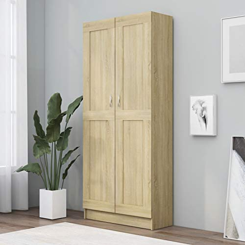 ARKEM Bücherschrank Sonoma-Eiche 82,5x30,5x185,5 cm Holzwerkstoff Aktenschrank BüCherschrank Allzweckschrank Buchschrank