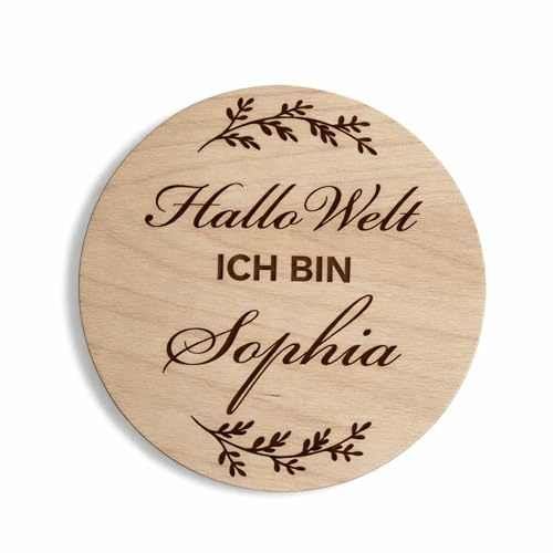 Personalisiertes Baby-Ankündigung Schild mit individueller Name Willkommensschild für Neugeborene, Babyname, Neugeborenen-Geschenk, Neugeborenes Baby, Babyparty-Geschenk, Hallo Welt ich bin (Design 8)