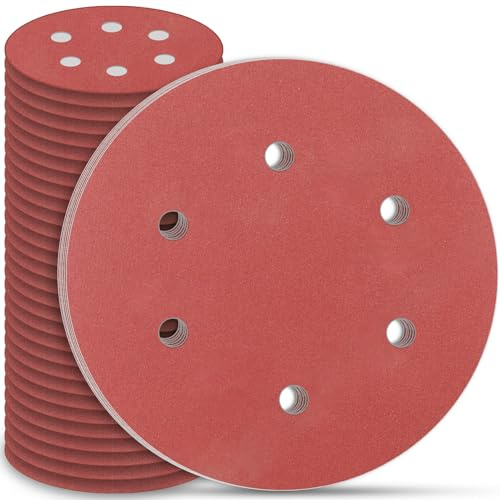 STEBRUAM 30Pcs 225mm Discos Lijas 6 Hole Grano 180 Lija Para Jirafa | for Drywall Sander Random Orbital Sander Giraffe Sander