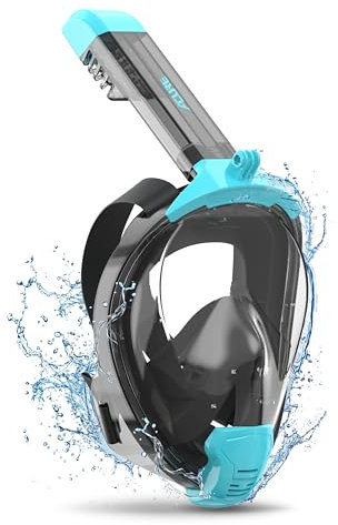 ACURE Maschera Integrale da Snorkeling per Adulti, SN04 180° Maschera Subacquea con Supporto per Fotocamera Staccabile, Sistema di Respirazione Migliorato, Anti-appannamento & Anti-perdite