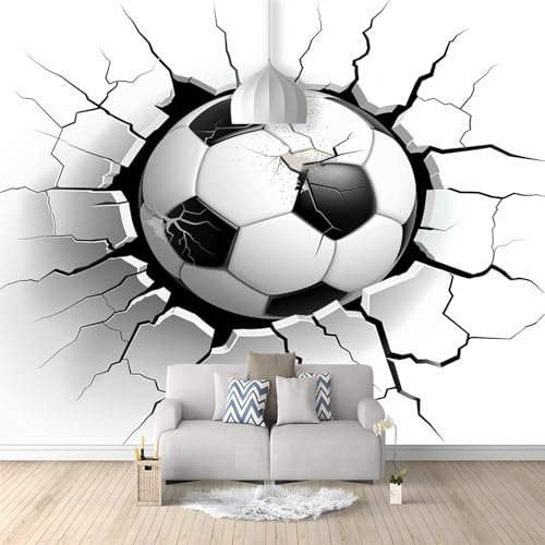 3D Effekt Cartoon-FußBallsport Mit Streifen Wandtapete - Fototapete für Wohnzimmer und Kinderzimmer | Wanddeko Tapete | 250 (B) x 175 (H) cm
