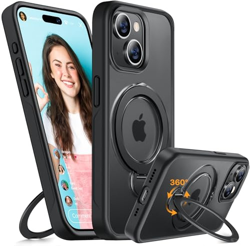 Miracase für iPhone 15 Hülle mit Magsafe & 2 9H+ Panzerglas, Schwarz-s