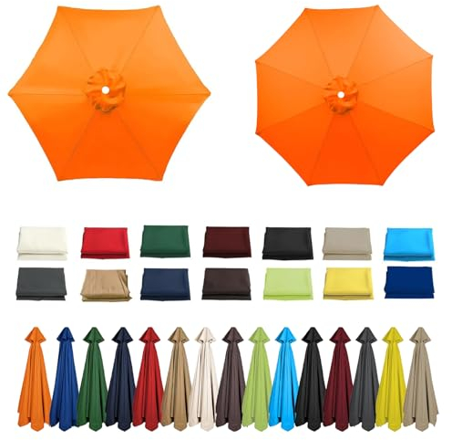HonunGron Ersatz-Sonnenschirm-Stoffbezug, 6 Rippen 8 Rippen Sonnenschirm Ersatz Baldachin Abdeckung, UV-Schutz Ampelschirm Bezug Patio Garten Umbrella Cloth Cover (3.0m / 8 Rippen,Orange)