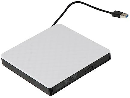 CAXUSD Unità Dvd Esterna Sottile Usb Masterizzatore e Lettore Cd Dvd Portatile Per Laptop Desktop Trasmissione Dati Veloce e Compatibilità Design Leggero Bianco