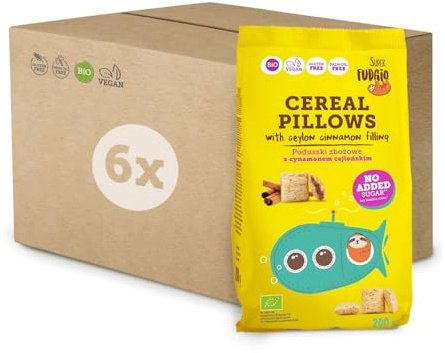 SUPER FUDGiO Bio-Frühstückscerealien | Glutenfrei Vegan | Ohne Zucker und Palmöl | mit Ceylon-Zimt-Füllcreme | 200 g x 6 multipack