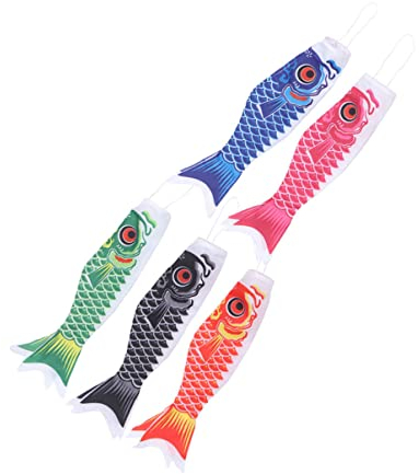 MERRYHAPY 5stücke Karpfenfahne Japanischer Stil Windsack Dekorative Hängeflagge Für Garten Und Außenbereich Windrichtungsanzeige Mit Natürlicher Für Hinterhofdekoration
