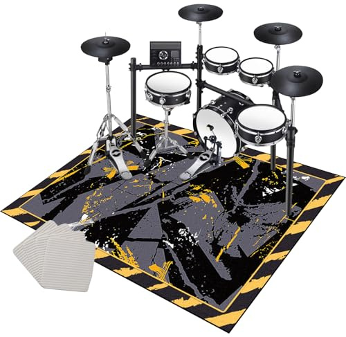 Drum Rug Non Slip Soundproof Drum Mat 120 x 100 cm, Electrical Drum Carpet Practice Pad, Sound Absorbing Rug Soundproof Blanket for Piano Jazz Bass Drum Set, Indoor Drum Accessories for Drummers