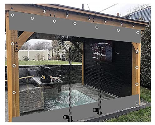 Paneles laterales de lona transparente impermeable de vinilo de PVC para exteriores, con cremallera, para cenador, pérgola, patio, porche, cochera, toldos, cortinas de lona de empalme transparente,