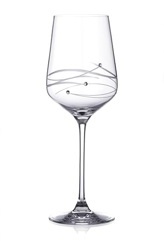 DIAMANTE Verre à vin en cristal – Just for You – Spirale – Verre à vin universel avec cristaux Swarovski et boîte cadeau