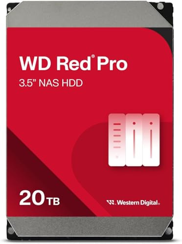 WD Red Pro 20TB NAS 3.5 Internal Hard Drive - 7200 RPM, SATA 6 Gb/s, CMR, 512MB Cache