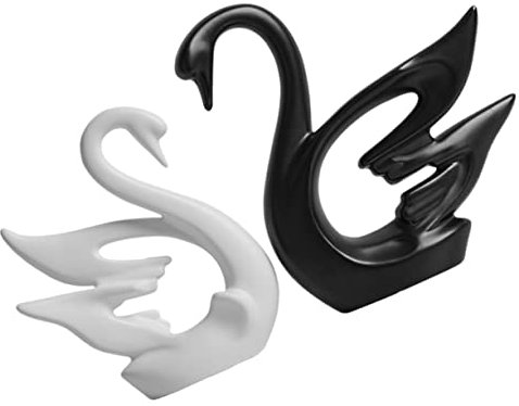 Cabilock Keramik Schwäne Skulptur Paarschwan Deko Ornamente Für Zuhause Elegante Schwarze Und Weiße Tischdekoration Nordisch Minimalistische Liebhaber Figur Langlebige Porzellan Vögel