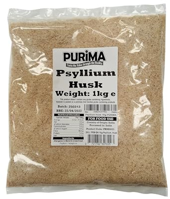 Psyllium Husk 1kg – 99% Purity Blond Whole Husks Flakes Bulk Soluble Natural Fibre for Baking Drinks Food Humans Eat Gut Laxatives Constipation Relief Digestive Aid Ispaghula Isabgol Ispaghol