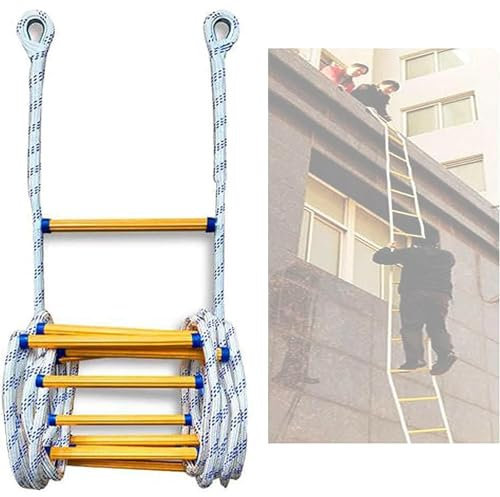 3 8 10 15 20 M Rettungsleiter, Wiederverwendbare Strickleiter for Sicheres Entkommen Von Arbeiten In Der Höhe, Kompakte Und Leichte Notleiter for Feuer, Tragkraft 110 Kg(20m/65.6ft)