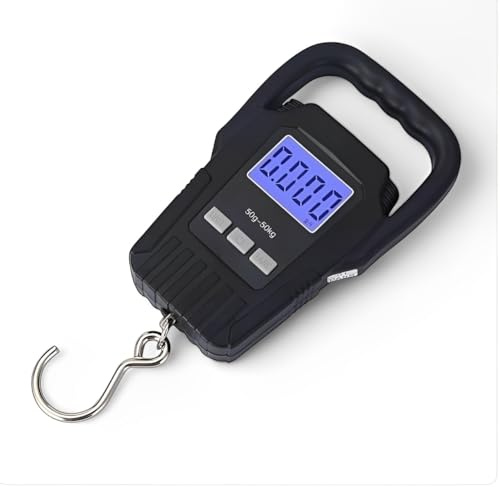 Digital Hanging Scale with LCD Display, 50kg/110lb Capacity, Backlit Screen, Luggage Scale/Fish Scale (2 x AAA Batteries Excluded)