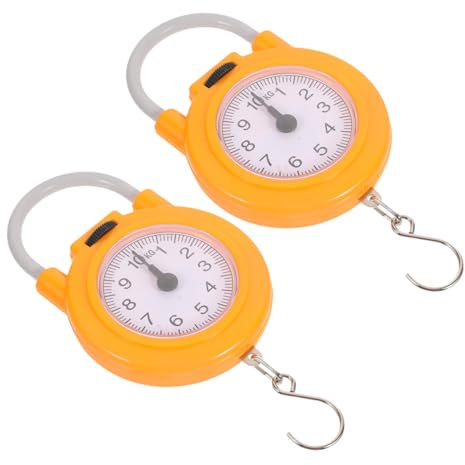 VALICLUD 1 Paar Tragbare Angelwaage Mehrzweckwaage Hängewaage Fischwaage Küchen Und Angelwaage Angelfederwaage Handwaage Küchenwaage Kunststoff Gelb