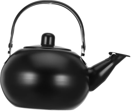 HEALEEP Bouilloire En Acier Inoxydable 14 Cm 1 l Filtre Intégré, Théière à Thé En Vrac Compatible Plaques Induction Et Gaz, Bouilloire Noire Pour Infusion Et Usage Domestique