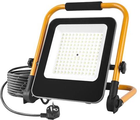JBdusn Faretto LED da Cantiere 100W, Faro da Lavoro Super Luminoso con Spina, Luci da Lavoro Portatile 6000K con cavo da 2m, Proiettore da Lavoro per officina, garage e giardino
