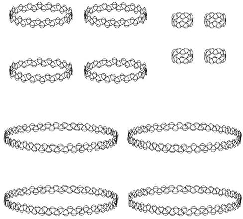 umyeoqoyo 4 Sets of 3 Pieces Choker Necklace Kit, 90s Black Tattoo Choker Necklace, Gothic Tattoo Choker Chain Jewelry for Women Girls