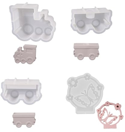 Moules décoratifs en silicone sur le thème du train - Support de texture en silicone pour travaux manuels