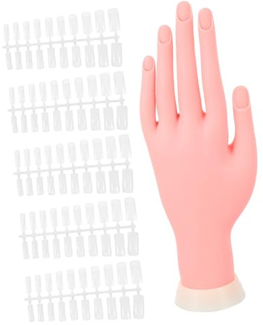 EPIGEIST Modèle Main Silicone Flexible pour Entraînement Manucure Main Entraînement Réaliste avec Faux Ongles pour Pratique Nail Art Débutants et Professionnels