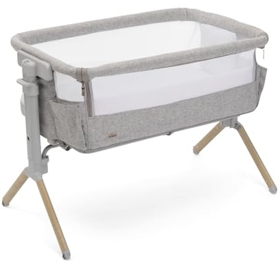 Chicco Next2Me Armonia Baby Beistellbett, aufklappbare Seitengitter, 11 Höhenstufen, höhenverstellbar von 66 bis 83 cm, 4 Rollen, hervorragende Luftzirkulation, hellgrau meliert