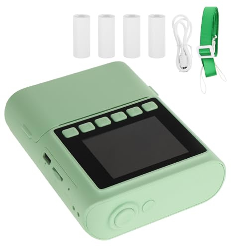 Macchina Fotografica Istantanea per Bambini Mini Portatile Verde | Abs e Pc, Stampa Termica con Carta Inclusa, Set da 1 Pezzo per Viaggi e Avventure All'aperto