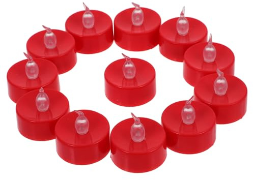 VALICLUD 12 Stück Teiliges Flammenlose Teelichter mit Batterie Kleine Dekorative LED kerzen in Rot Sichere Elektronische Kerzen für Hochzeit Wohnzimmer und Festliche Tischdekoration