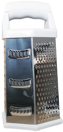 SECHSKANTREIBE 23cm Edelstahl Griff Gemüsereibe Multireibe Turmreibe Gemüsehobel Kartoffelreibe Käsereibe Küchenreibe Hobel Reibe 2-Varianten 38 (Weiss)