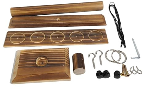 Zambuph 19 teiliges handgefertigtes Ringwurfspiel aus Holz, einfach zu montieren, lustiges, lustiges Spiel, Haken und Ringspiel für Erwachsene, Leiter, Spielanleitung