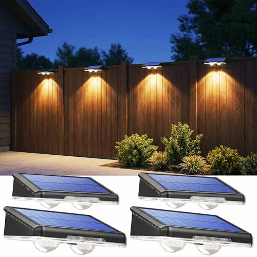LakiHomi Aplique Solar Pared Exterior,4 Paquete Luz Solar Exterior, 3 Colores Brillantes IP65 Impermeable, Lámparas Solares Exteriores Inalámbricas Para Jardín Patio Cubierta Valla