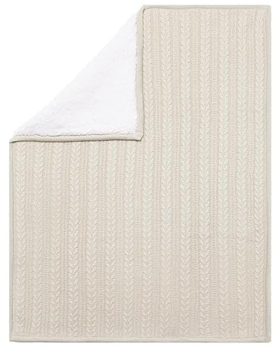 Ellepi Coperta Culla 70x90 cm – Esterno 100% Cotone Naturale, Interno Sherpa Agnellata Caldissima (Beige)