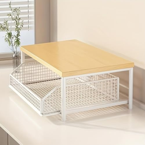 Cassetto portaoggetti per cialde da cucina, per macchina del caffè, microonde, mensola per uso domestico e ufficio, design salvaspazio (bianco)
