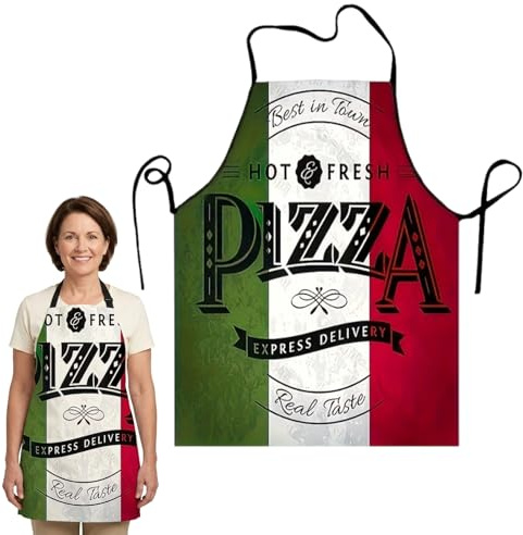 SKDFHOD 1 st pizzaförkläde, förkläden för hem och kök, italiensk flagga grillförkläde, 60 x 80 cm roligt köksförkläde, matlagningsförkläde vattentätt, födelsedagspresenter för män far make
