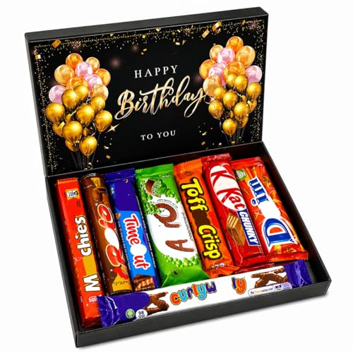 Birthday Chocolate Gift Box for Men Women, Assorted Chocolate Hamper in Happy Birthday Presentation Box- Ready to Gift Sweets and Chocolate Selection Birthdays Gifts Her Him Mum Dad Friends